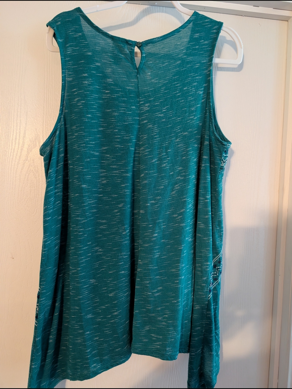 Faded Glory Teal Embroidered Sleeveless Swing Dress - Picture 3 of 3